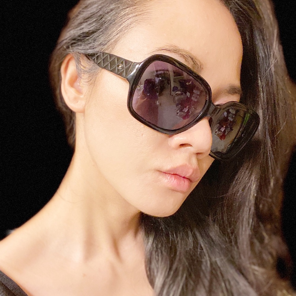 Vintage Chanel sunglasses with quilting and case